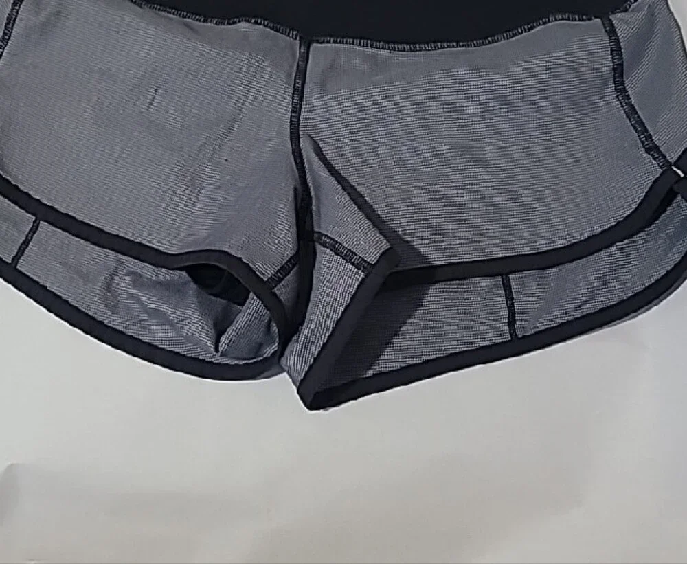 lululemon💎 athletica Heathered Slate Gray Running Shorts with Black Trim